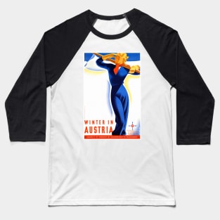 Vintage Travel Poster Winter in Austria Baseball T-Shirt